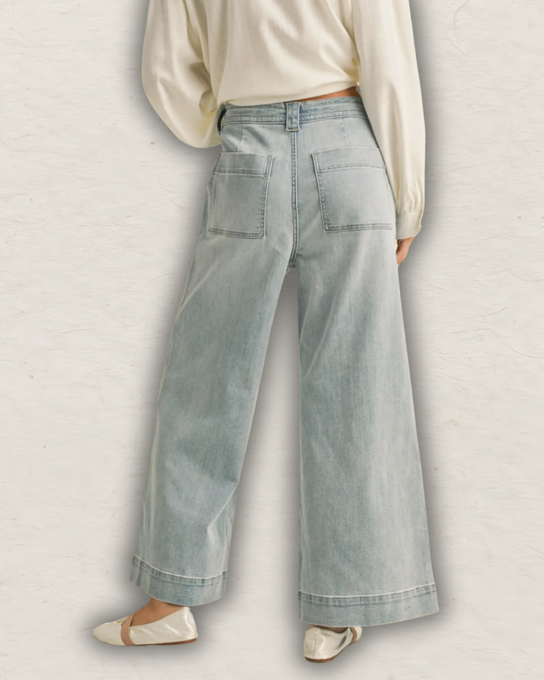 Washed Denim Tie Front Pants