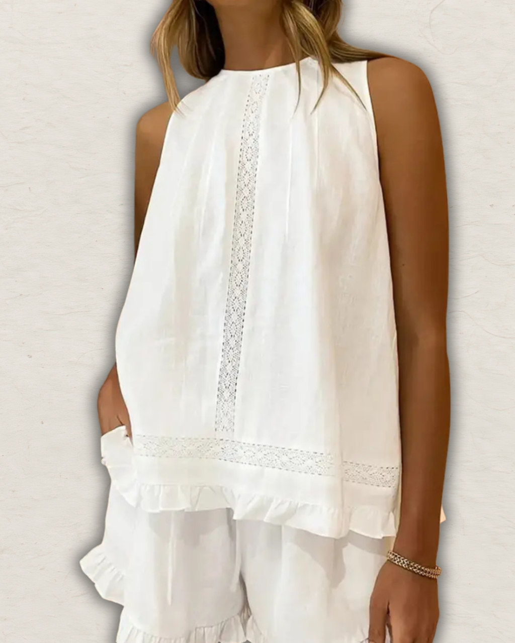Ruffle Trim Short Set