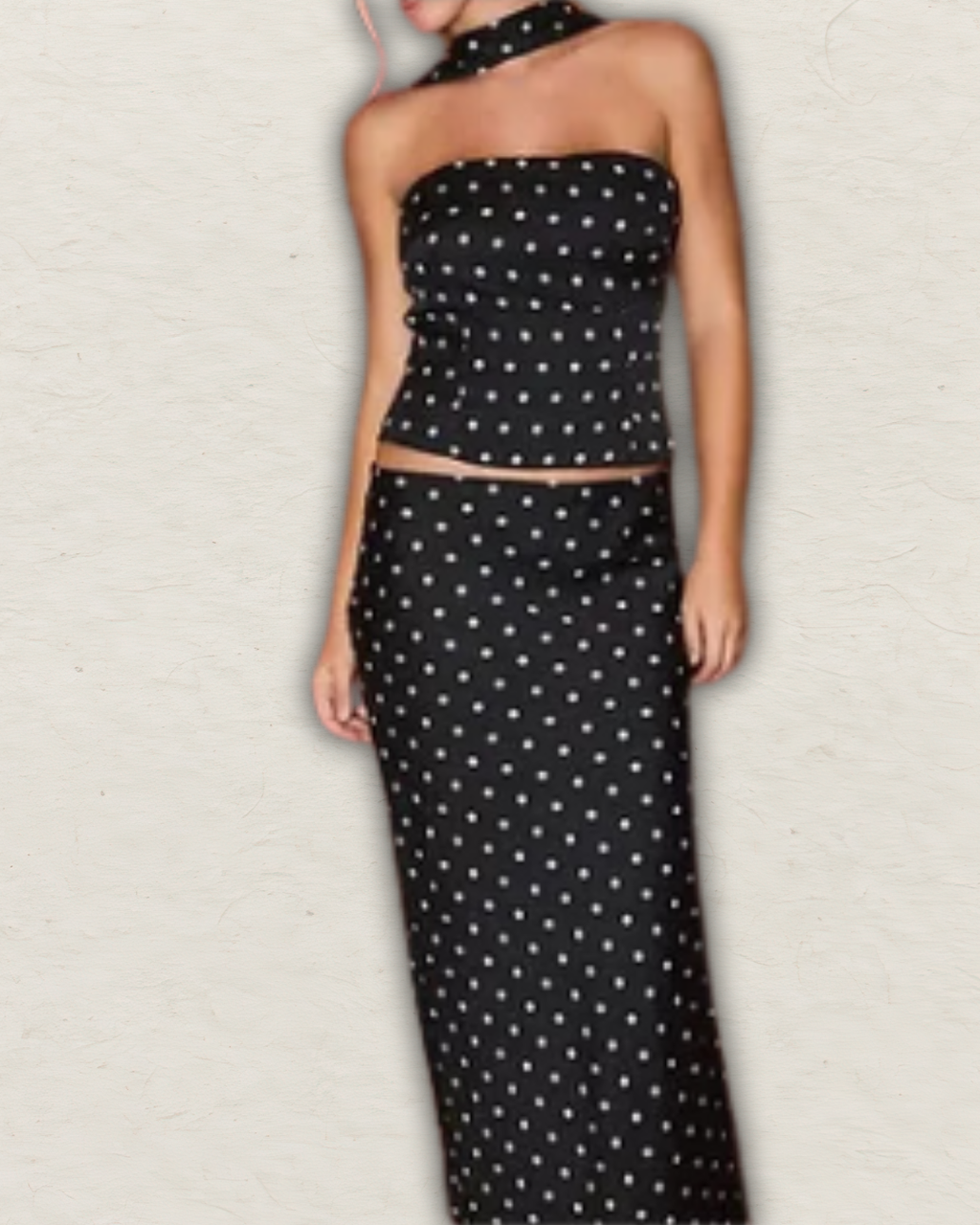 Polka Dot Mid Rise Maxi Skirt