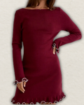 Boat Neck Ruffle Hem Sweater Dress