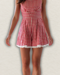 Gingham Lace-Detail Romper