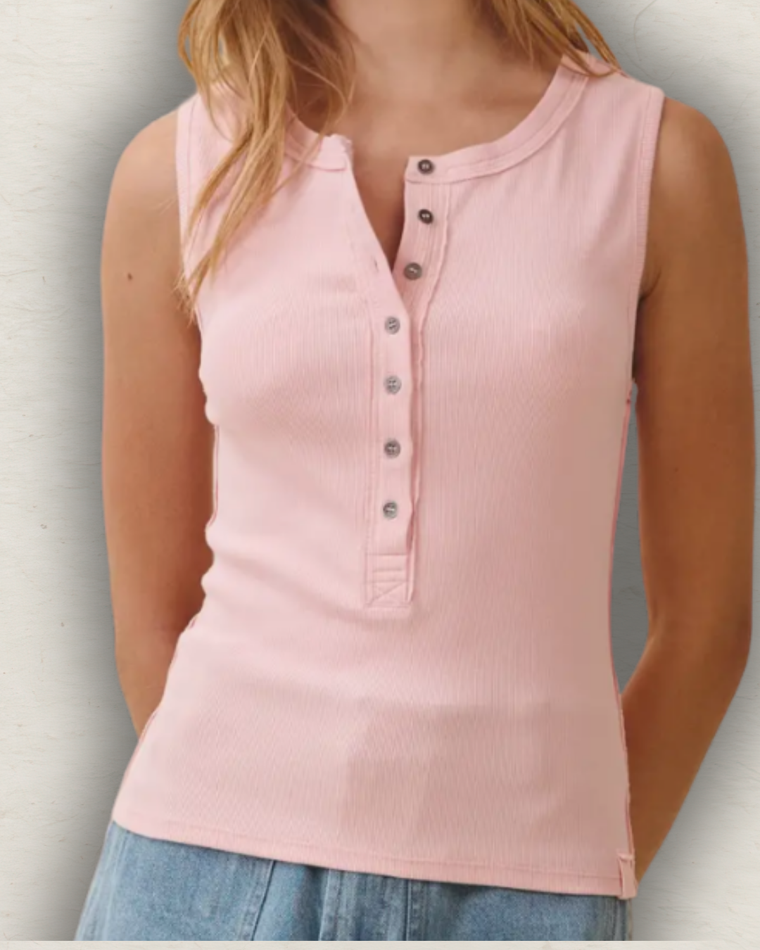 Ribbed Henley Tank Top