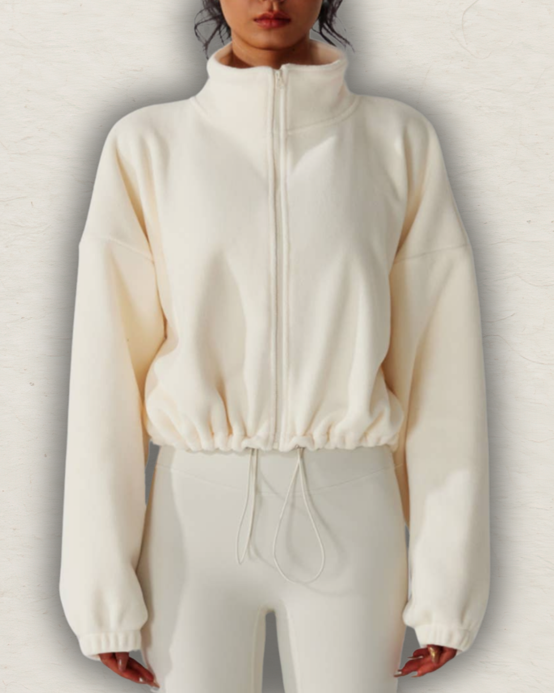 Reversible Fleece Cropped Drawstring Jacket