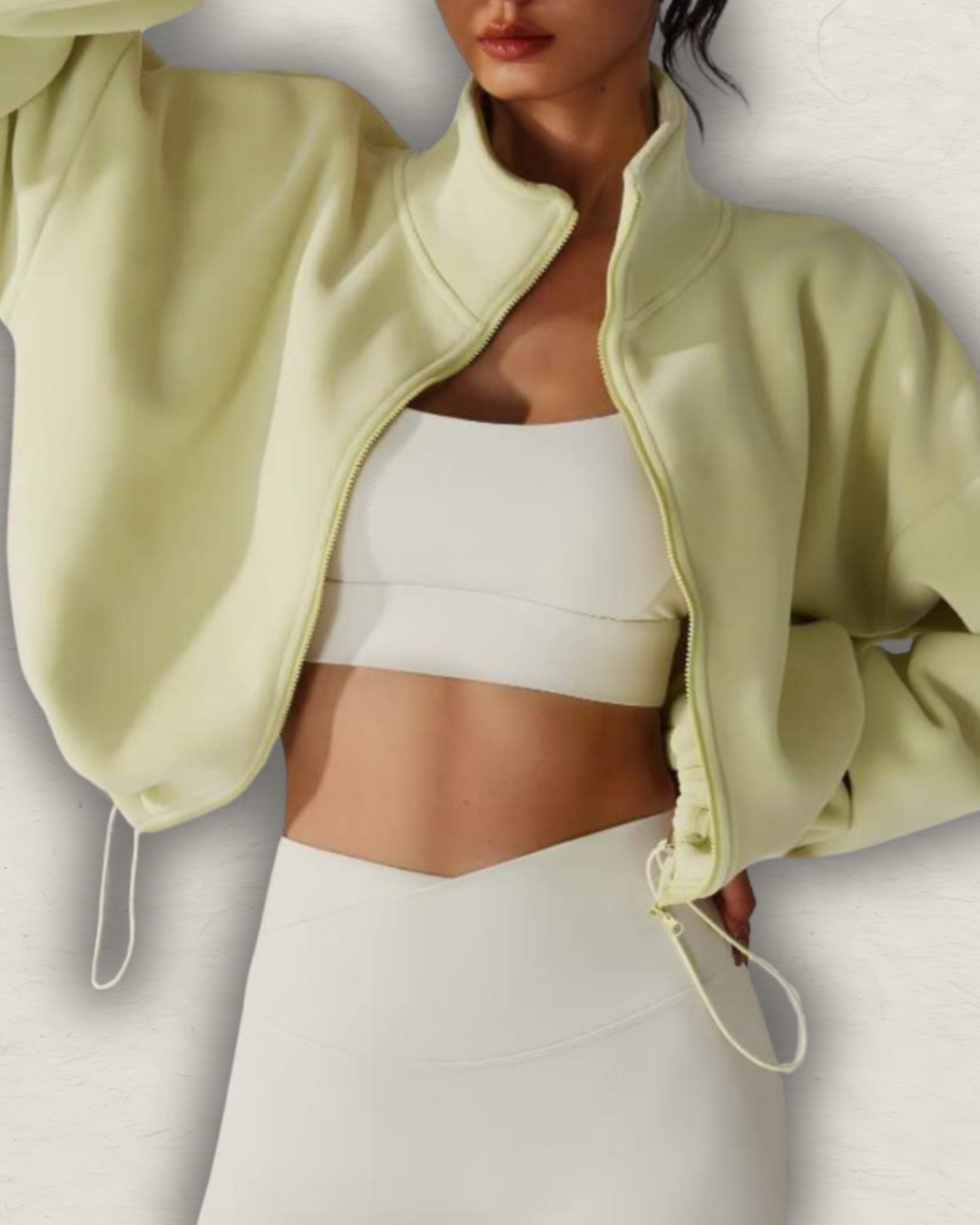 Reversible Fleece Cropped Drawstring Jacket