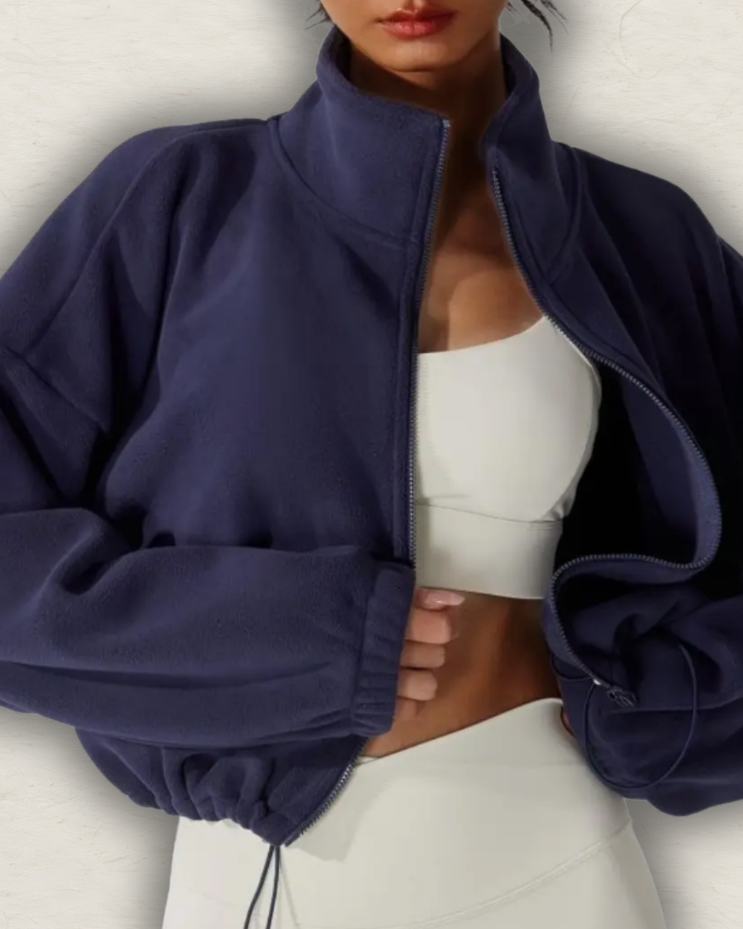 Reversible Fleece Cropped Drawstring Jacket