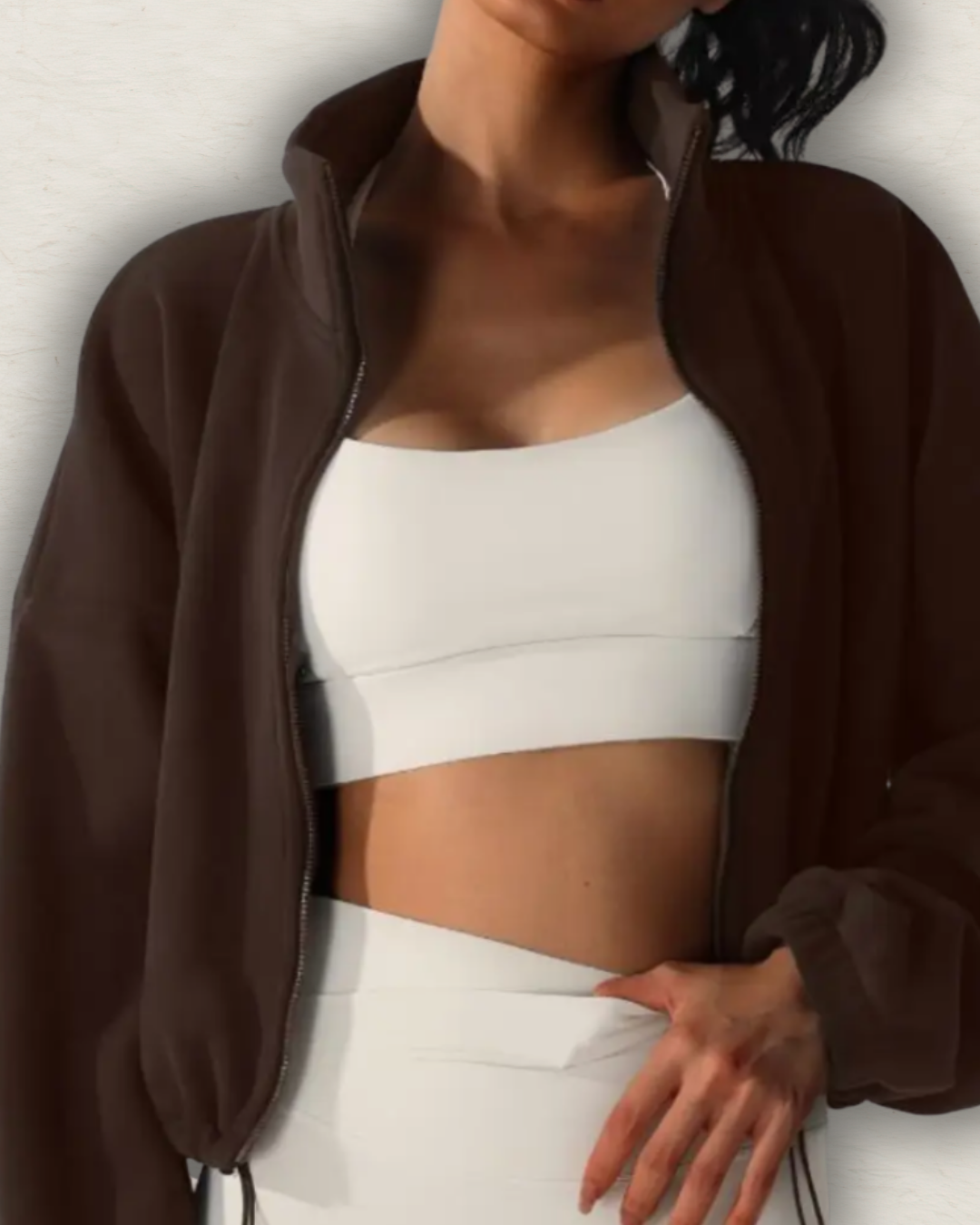 Reversible Fleece Cropped Drawstring Jacket