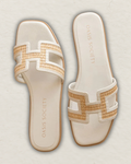 The Ena |  H Cutout Raffia Slide