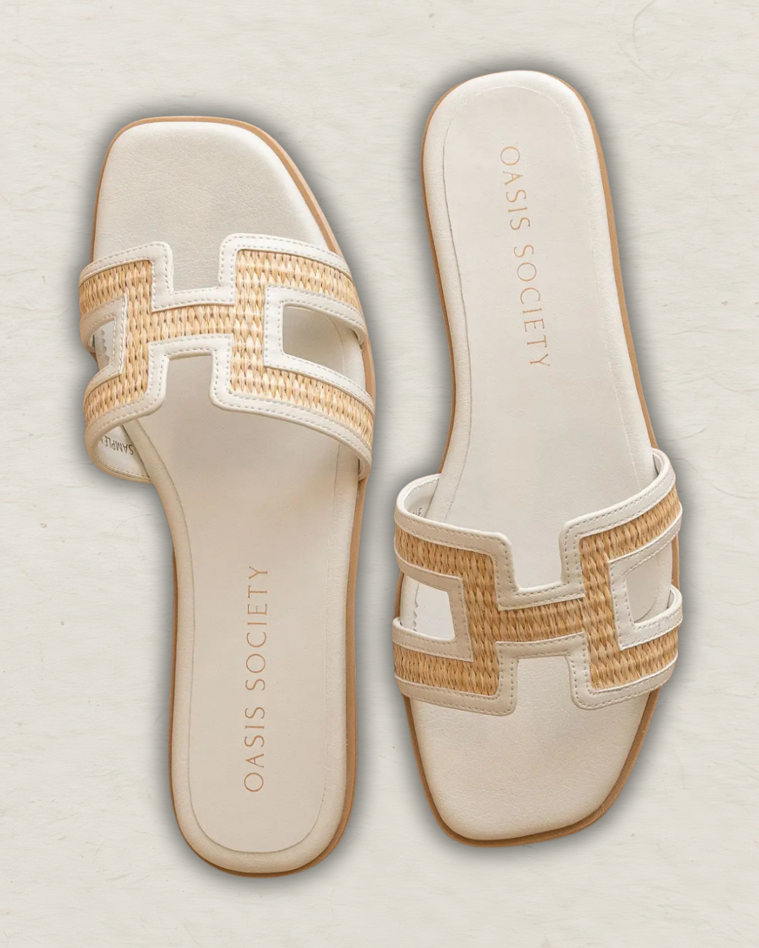 The Ena |  H Cutout Raffia Slide