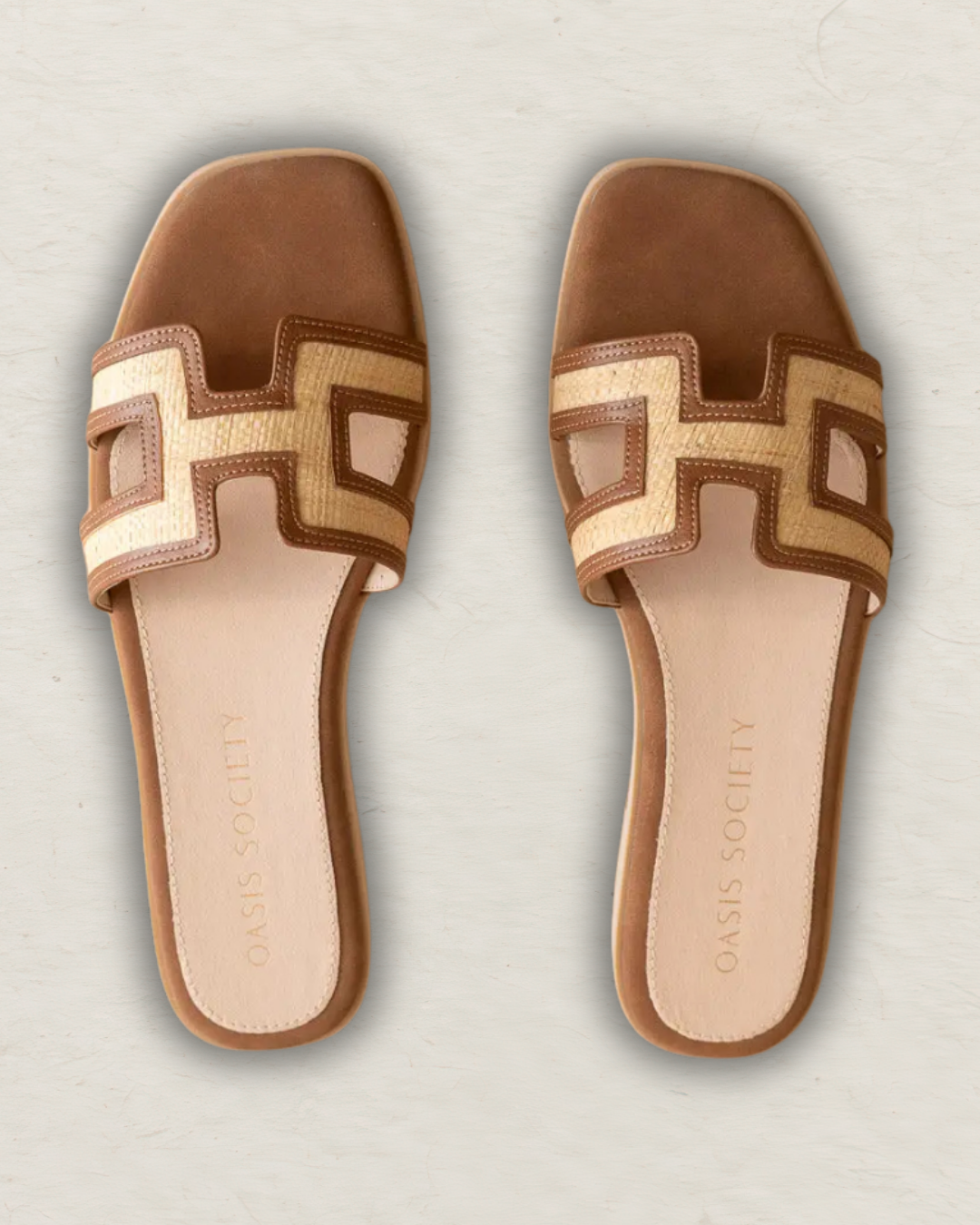 The Ena |  H Cutout Raffia Slide