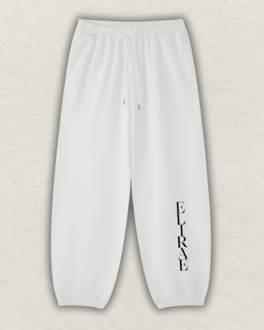 ELI RAE Essential Jogged Sweatpant - WHITE (long logo)