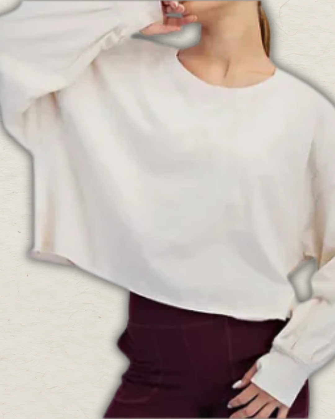 Cotton Slub Open Back Long Sleeve Top