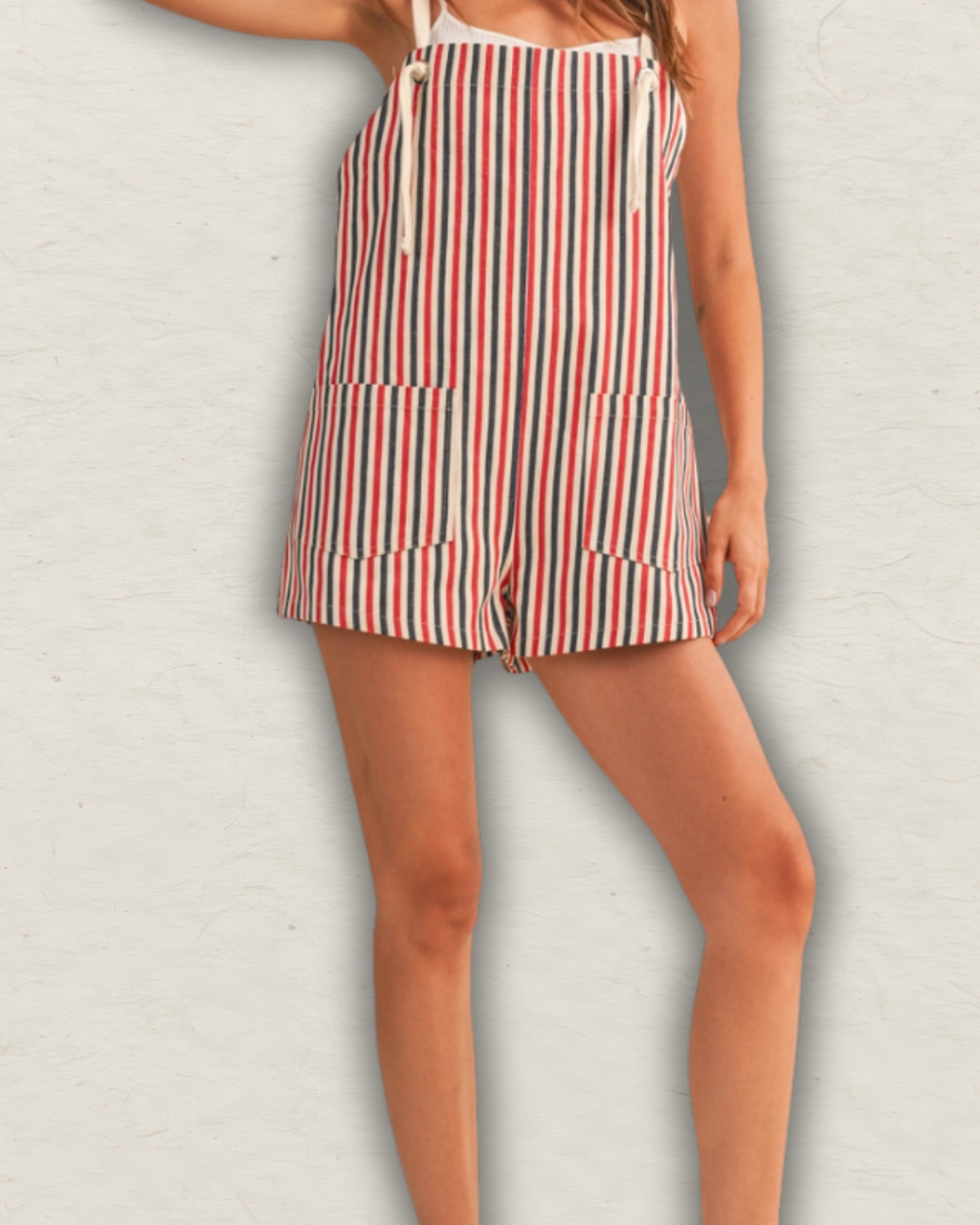 Multi Striped Rope Strap Shortalls