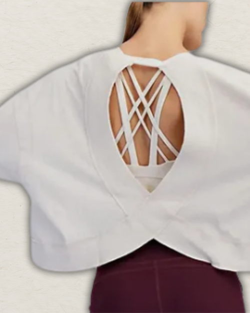 Cotton Slub Open Back Long Sleeve Top