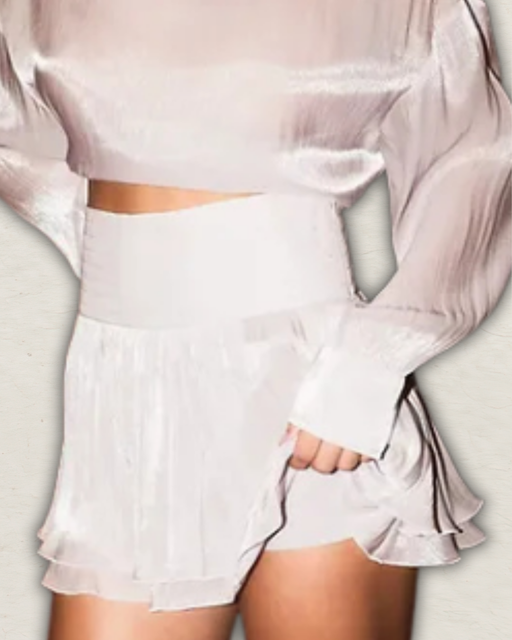 High Waisted Pleated Ruffle Skort