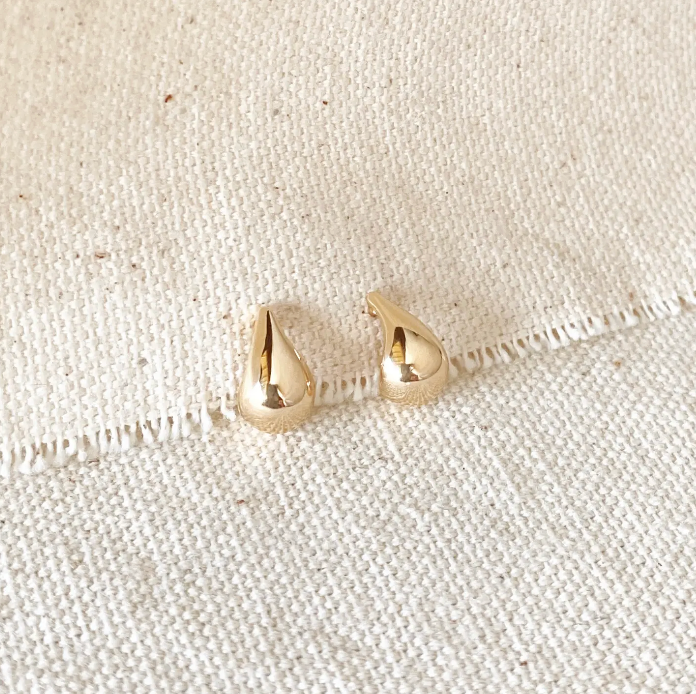 18k Gold Filled 10mm Teardrop Stud Earrings